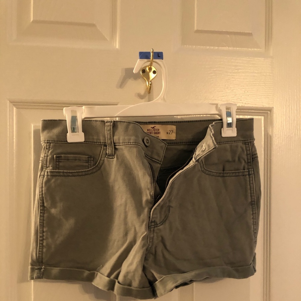 olive green jean shorts